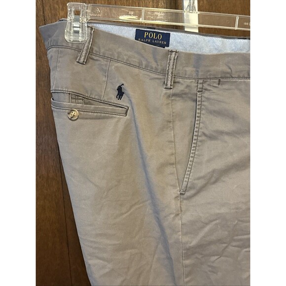 Polo Ralph Lauren Pants Mens 38x30 Chino Stretch Straight Fit Casual Golf Gray - Picture 2 of 5